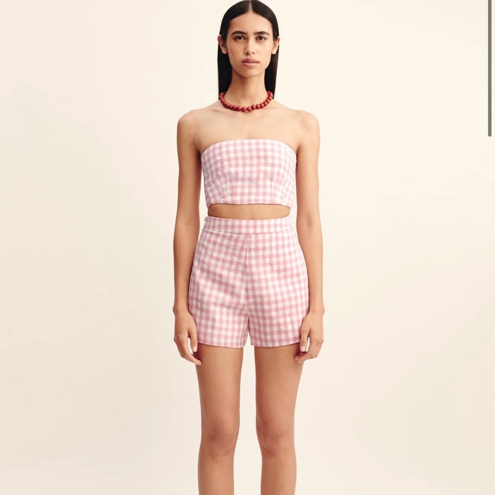 Posse Pink Gingham High Waist Shorts